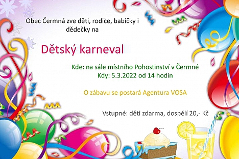 Obec Čermná zve na Dětský karneval